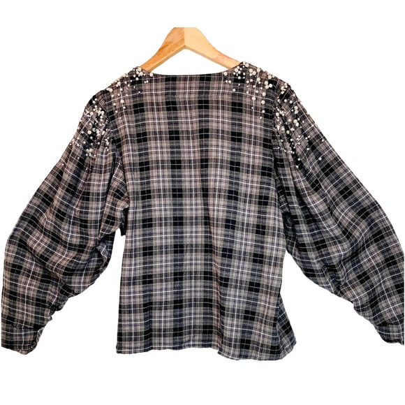 Akemi + Kin Anthropologie Blouse With Pearls Sz Small - Picture 5 of 7